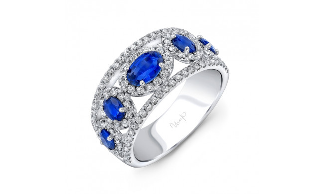 Uneek Oval Shaped Blue Sapphire and Diamond Fashion Ring - RB045BSU