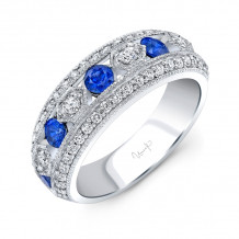 Uneek Round Blue Sapphire and Diamond Fashion Ring - RB044BSU