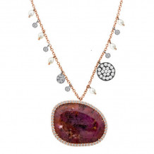 Meira T Two Tone 14k Gold Rough Ruby and Diamond Necklace