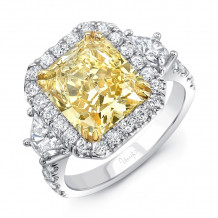 Uneek Contemporary Radiant-Cut Yellow Diamond-Center Three-Stone Engagement Ring - LVS1008RADFY