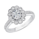 Uneek Petals Design Cluster Diamond Center Ring with Pave Diamond Shank - LVRG3103W photo