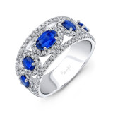 Uneek Oval Shaped Blue Sapphire and Diamond Fashion Ring - RB045BSU photo